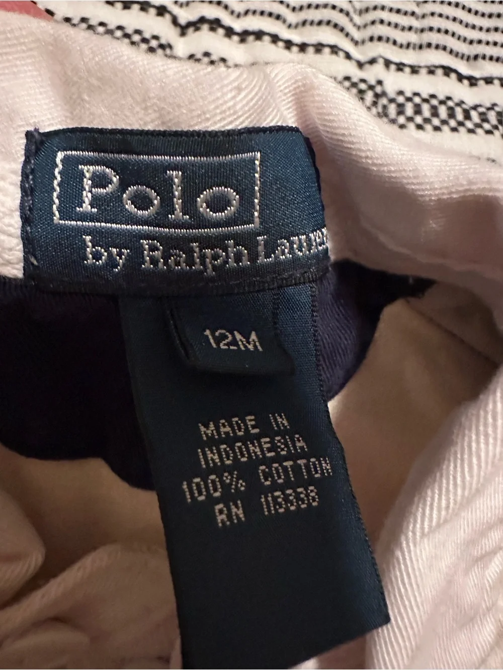 Ralph Lauren Boys Burgundy,Navy, and Cream Rugby Polo- Size 12M